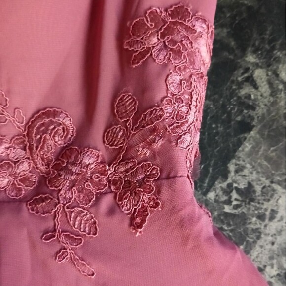 Azazie Women's Party Maxi Dress Elegant Lace V-Neck Chiffon - Picture 10 of 10